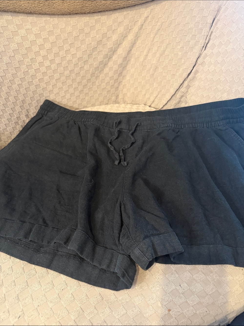 Old Navy Black Elastic Drawstring Linen Shorts